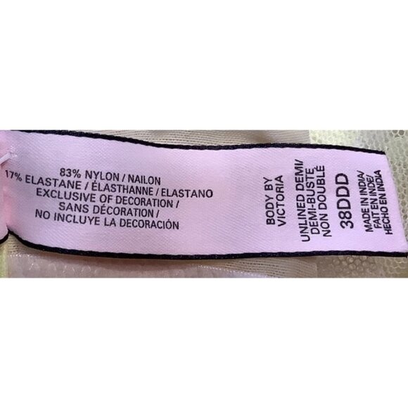 Victoria's Secret Body Victoria Unlined Demi Bra Women 38DDD Lace Yellow - Picture 4 of 6